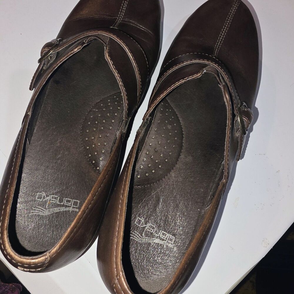 DANSKO TAMARA Sz 10.5/11 Distressed Brown Leather Buckle Pro Clog Ankle Booties - Picture 8 of 12